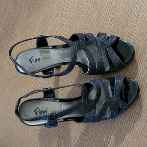 COPY - Fioni Strappy Black Glitter Open Toe Heels